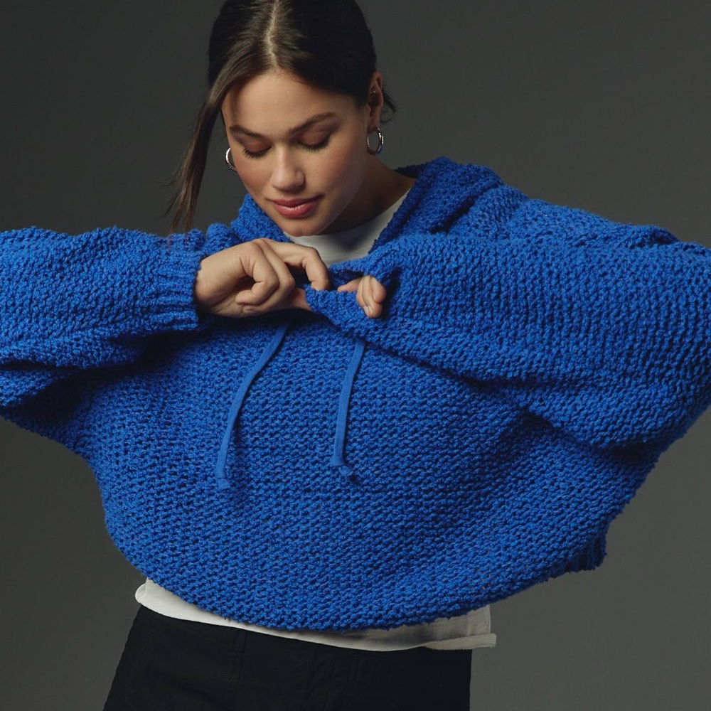 Pilcro Sailcloth Hooded Sweater In Blue